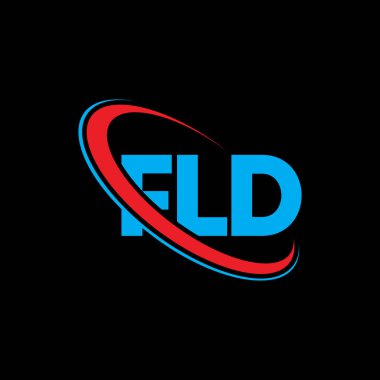 FLD logosu. Eski bir mektup. Bayat harf logosu tasarımı. Çember ve büyük harfli monogram logosuna bağlı baş harfler. Teknoloji, iş ve emlak markası için FLD tipografisi.