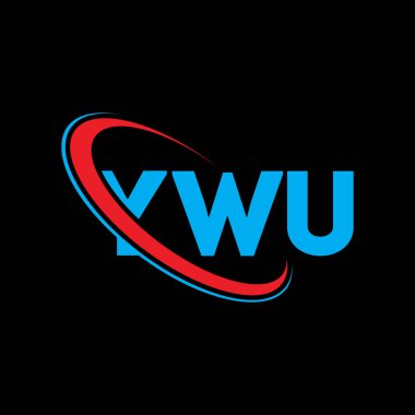 YWU logosu. YWU mektubu. YWU mektup logosu tasarımı. Çember ve büyük harfli monogram logosuyla birleştirilmiş YWU logosu. YWU teknoloji, iş ve gayrimenkul markası tipografisi.