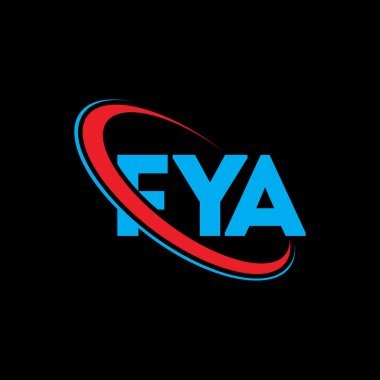 FYA logosu. FYA mektubu. FYA mektup logosu tasarımı. Çember ve büyük harfli monogram logosuna bağlı FYA logosu. Teknoloji, iş ve emlak markası için FYA tipografisi.