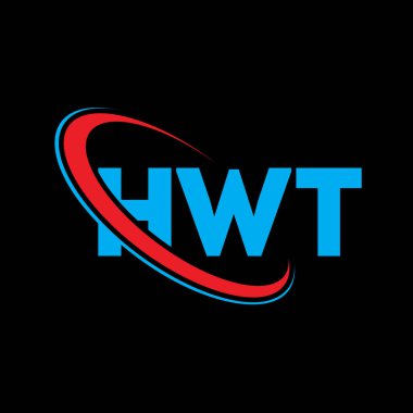HWT logosu. HWT mektubu. HWT harf logosu tasarımı. Çember ve büyük harfli monogram logosuna bağlı HWT logosu. Teknoloji, iş ve emlak markası için HWT tipografisi.