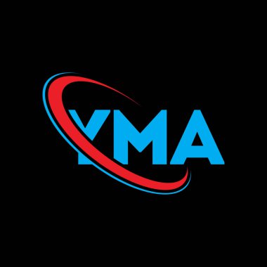 YMA logosu. YMA mektubu. YMA harf logosu tasarımı. Çember ve büyük harfli monogram logosuna bağlı baş harfler YMA logosu. Teknoloji, iş ve emlak markası için YMA tipografisi.