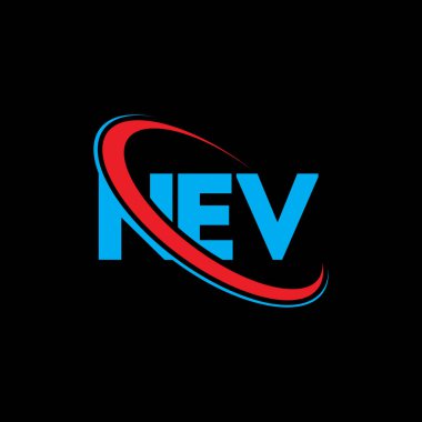 NEV logosu. NEV mektubu. NEV harf logosu tasarımı. Çember ve büyük harfli monogram logosuna bağlı baş harfler NEV logosu. Teknoloji, iş ve emlak markası için NEV tipografisi.