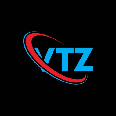 VTZ logosu. VTZ harfi. VTZ harf logosu tasarımı. Çember ve büyük harfli monogram logosuna bağlı VTZ logosu. Teknoloji, iş ve emlak markası için VTZ tipografisi.