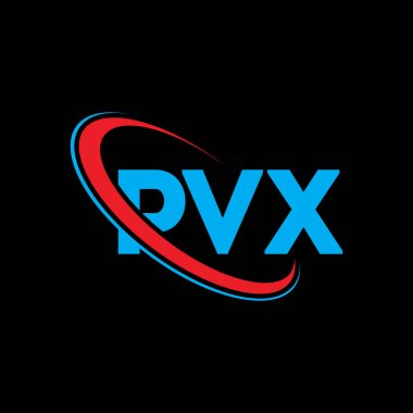 PVX logosu. PVX harfi. PVX harfli logo tasarımı. Çember ve büyük harfli monogram logosuyla birleştirilmiş PVX logosu. Teknoloji, iş ve emlak markası için PVX tipografisi.