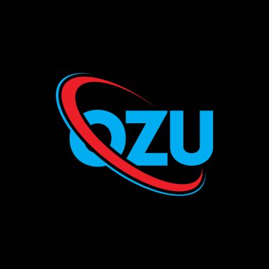 OZU logosu. Ozu mektubu. OZU harf logosu tasarımı. Çember ve büyük harfli monogram logosuna bağlı baş harfler OZU logosu. Teknoloji, iş ve emlak markası için OZU tipografisi.