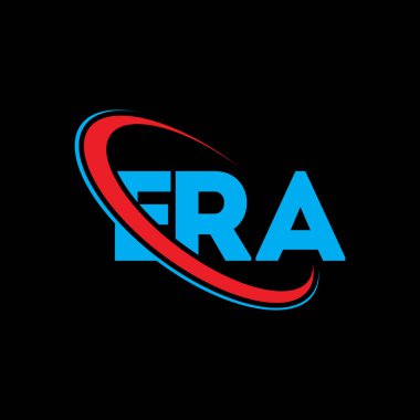 ERA logosu. ERA mektubu. ERA mektup logosu tasarımı. Çember ve büyük harfli monogram logosuna bağlı ERA logosu. ERA teknoloji, iş ve emlak markası tipografisi.