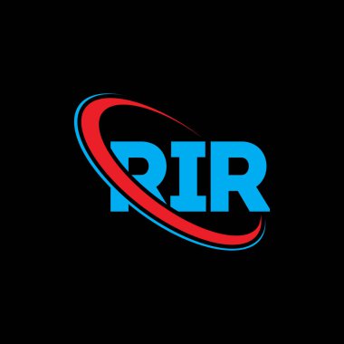 RIR logosu. RIR mektubu. RIR mektup logosu tasarımı. Çember ve büyük harfli monogram logosuna bağlı olan RIR logosu. Teknoloji, iş ve emlak markası için RIR tipografisi.