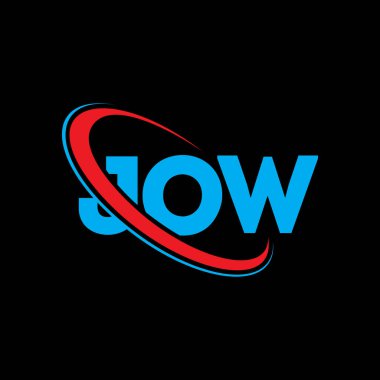 JOW logosu. Jow mektubu. JOW mektup logosu tasarımı. Çember ve büyük harfli monogram logosuyla birleştirilmiş JOW logosu. Teknoloji, iş ve emlak markası için JOW tipografisi.