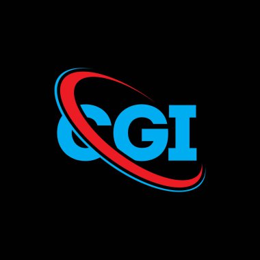 CGI logosu. CGI mektubu. CGI harf logosu tasarımı. Çember ve büyük harfli monogram logosuyla birleştirilmiş CGI logosu. Teknoloji, iş ve emlak markası için CGI tipografisi.