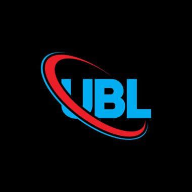 UBL logosu. UBL mektubu. UBL harf logosu tasarımı. Çember ve büyük harfli monogram logosuyla birleştirilmiş UBL logosu. Teknoloji, iş ve emlak markası için UBL tipografisi.