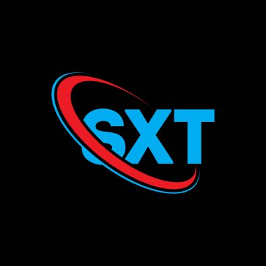 SXT logosu. SXT harfi. SXT harf logosu tasarımı. Çember ve büyük harfli monogram logosuyla birleştirilmiş SXT logosu. Teknoloji, iş ve emlak markası için SXT tipografisi.