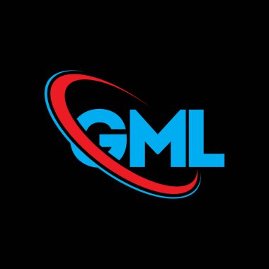 GML logosu. GML mektubu. GML harf logosu tasarımı. Çember ve büyük harfli monogram logosuyla birleştirilmiş GML logosu. Teknoloji, iş ve emlak markası için GML tipografisi.