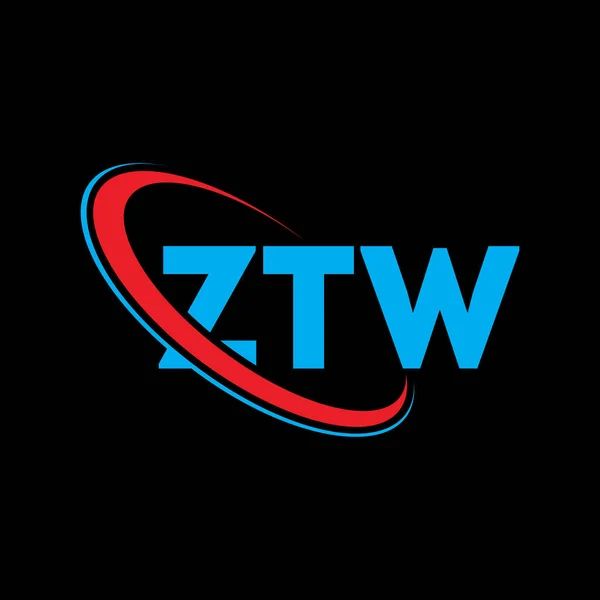 Ztw标志 Ztw信Ztw字母标识设计 首字母Ztw标志与圆圈和大写字母标识链接 Ztw技术 商业和房地产品牌排版 — 图库矢量图片