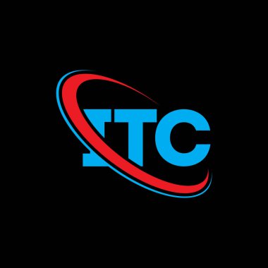 ITC logosu. ITC mektubu. ITC mektup logosu tasarımı. Çember ve büyük harfli monogram logosuna bağlı ITC logosunun baş harfleri. Teknoloji, iş ve emlak markası için ITC tipografisi.