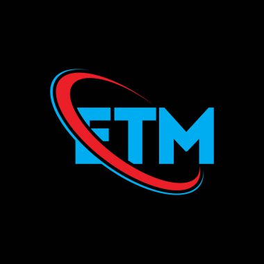 ETM logosu. ETM mektubu. ETM mektup logosu tasarımı. Çember ve büyük harfli monogram logosuna bağlı baş harfler ETM logosu. Teknoloji, iş ve emlak markası için ETM tipografisi.