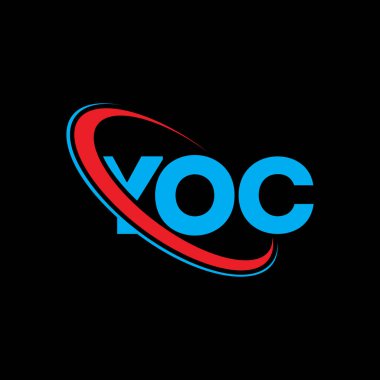 YOC logosu. YOC mektubu. YOC harf logosu tasarımı. Çember ve büyük harfli monogram logosuna bağlı YOC logosu. Teknoloji, iş ve emlak markası için YOC tipografisi.