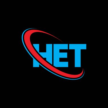 HET logosu. HET mektubu. HET mektup logosu tasarımı. Çember ve büyük harfli monogram logosuna bağlı HET logosu. Teknoloji, iş ve emlak markası için HET tipografisi.