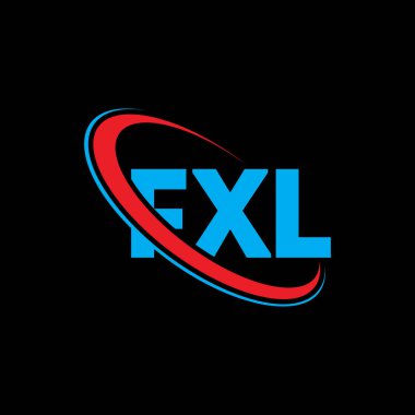 FXL logosu. FXL harfi. FXL harf logosu tasarımı. Çember ve büyük harfli monogram logosuna bağlı FXL logosu. Teknoloji, iş ve emlak markası için FXL tipografisi.