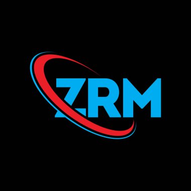 ZRM logosu. ZRM harfi. ZRM harf logosu tasarımı. Çember ve büyük harfli monogram logosuna bağlı baş harfler ZRM logosu. Teknoloji, iş ve emlak markası için ZRM tipografisi.