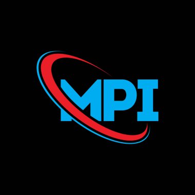 MPI logosu. MPI mektubu. MPI harf logosu tasarımı. Çember ve büyük harfli monogram logosuna bağlı MPI logosu. Teknoloji, iş ve emlak markası için MPI tipografisi.