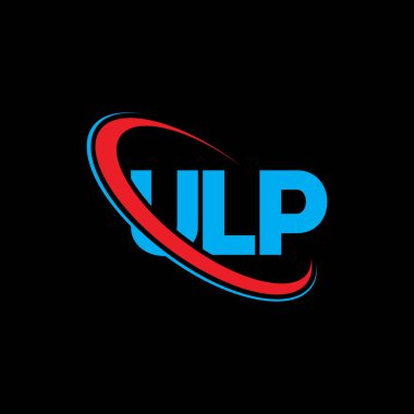 ULP logosu. ULP mektubu. ULP harf logosu tasarımı. Çember ve büyük harfli monogram logosuna bağlı ULP logosu. ULP teknoloji, iş ve emlak markası tipografisi.
