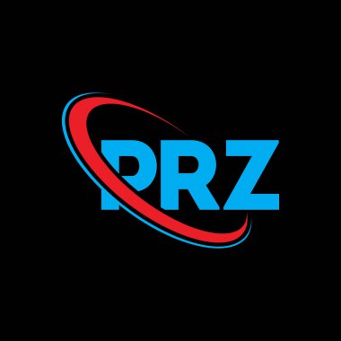 PRZ logosu. PRZ harfi. PRZ harf logosu tasarımı. Çember ve büyük harfli monogram logosuyla birleştirilmiş PRZ logosu. Teknoloji, iş ve emlak markası için PRZ tipografisi.