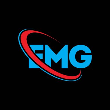 EMG logosu. EMG mektubu. EMG mektup logosu tasarımı. Çember ve büyük harfli monogram logosuyla birleştirilmiş EMG logosu. Teknoloji, iş ve emlak markası için EMG tipografisi.