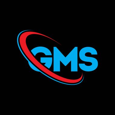 GMS logosu. GMS mektubu. GMS mektup logosu tasarımı. Çember ve büyük harfli monogram logosuna bağlı GMS logosu. Teknoloji, iş ve emlak markası için GMS tipografisi.