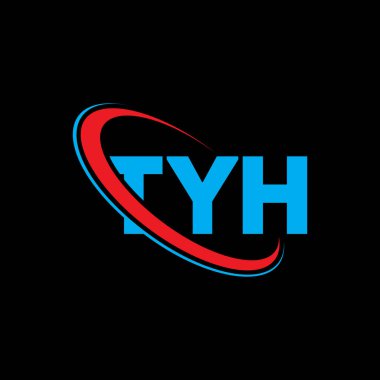 TYH logosu. TYH harfi. TYH harf logosu tasarımı. Çember ve büyük harfli monogram logosuna bağlı TYH logosu. Teknoloji, iş ve emlak markası için TYH tipografisi.
