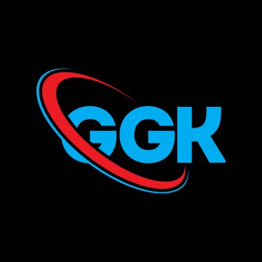 GGK logosu. GGK mektubu. GGK harf logosu tasarımı. Çember ve büyük harfli monogram logosuyla birleştirilmiş GGK logosu. Teknoloji, iş ve emlak markası için GGK tipografisi.