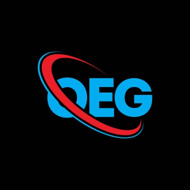 OEG logosu. OEG mektubu. OEG harf logosu tasarımı. Çember ve büyük harfli monogram logosuna bağlı OEG logosu. Teknoloji, iş ve emlak markası için OEG tipografisi.