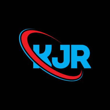 KJR logosu. KJR mektubu. KJR harf logosu tasarımı. Çember ve büyük harfli monogram logosuna bağlı baş harfler KJR logosu. Teknoloji, iş ve emlak markası için KJR tipografisi.