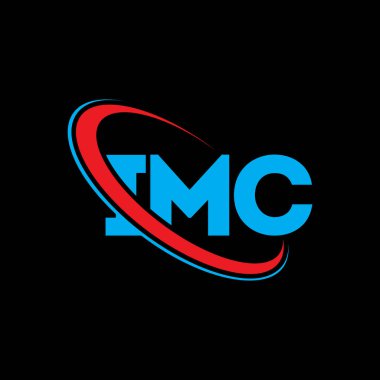 IMC logosu. IMC mektubu. IMC harf logo tasarımı. Çember ve büyük harfli monogram logosuna bağlı IMC logosu. Teknoloji, iş ve emlak markası için IMC tipografisi.