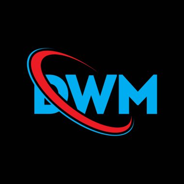 DWM logosu. DWM mektubu. DWM mektup logosu tasarımı. Daire ve büyük harfli monogram logosuna bağlı baş harfler. Teknoloji, iş ve emlak markası için DWM tipografisi.