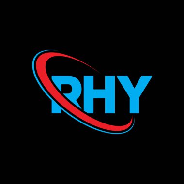 RHY logosu. RHY mektubu. RHY harf logosu tasarımı. Daireye ve büyük harfli monogram logosuna bağlı RHY logosu. Teknoloji, iş ve emlak markası için RHY tipografisi.