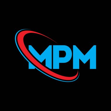 MPM logosu. MPM mektubu. MPM mektup logosu tasarımı. Çember ve büyük harfli monogram logosuna bağlı MPM logosu. MPM teknoloji, iş ve emlak markası tipografisi.