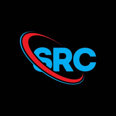 SRC logosu. SRC mektubu. SRC harf logosu tasarımı. Çember ve büyük harfli monogram logosuna bağlı baş harfler SRC logosu. Teknoloji, iş ve emlak markası için SRC tipografisi.