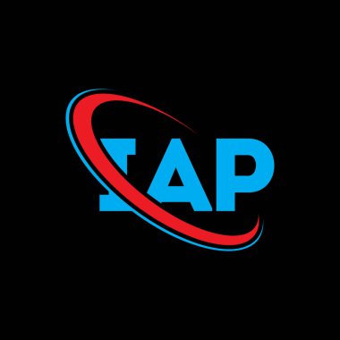 IAP logosu. IAP mektubu. IAP mektup logosu tasarımı. Daireye ve büyük harfli monogram logosuna bağlı ilk IAP logosu. Teknoloji, iş ve emlak markası için IAP tipografisi.