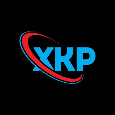 XKP logosu. XKP mektubu. XKP harf logosu tasarımı. Çember ve büyük harfli monogram logosuna bağlı XKP logosu. Teknoloji, iş ve emlak markası için XKP tipografisi.