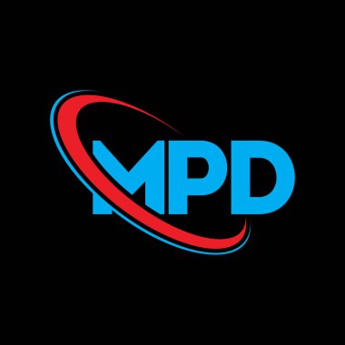 MPD logosu. MPD mektubu. MPD mektup logosu tasarımı. Çember ve büyük harfli monogram logosuyla MPD logosunun baş harfleri. Teknoloji, iş ve emlak markası için MPD tipografisi.