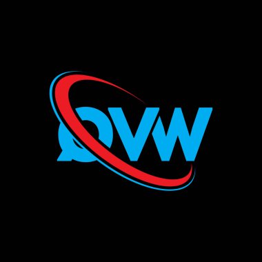 QVW logosu. QVW harfi. QVW harf logosu tasarımı. Çember ve büyük harfli monogram logosuyla birleştirilmiş QVW logosu. Teknoloji, iş ve emlak markası için QVW tipografisi.