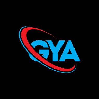 GYA logosu. GYA mektubu. GYA mektup logosu tasarımı. Çember ve büyük harfli monogram logosuyla birleştirilmiş GYA logosu. Teknoloji, iş ve emlak markası için GYA tipografisi.