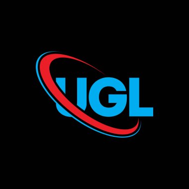 UGL logosu. Çirkin bir mektup. UGL harf logosu tasarımı. Çember ve büyük harfli monogram logosuyla birleştirilmiş UGL logosu. Teknoloji, iş ve emlak markası için UGL tipografisi.