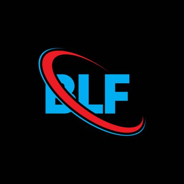 BLF logosu. BLF mektubu. BLF harf logosu tasarımı. Çember ve büyük harfli monogram logosuyla birleştirilmiş BLF logosu. Teknoloji, iş ve emlak markası için BLF tipografisi.