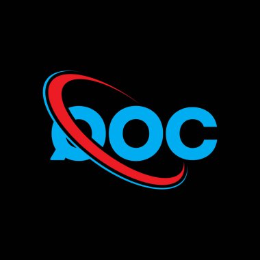 QOC logosu. QOC mektubu. QOC harf logosu tasarımı. Çember ve büyük harfli monogram logosuna bağlı baş harfler QOC logosu. QOC teknoloji, iş ve emlak markası tipografisi.