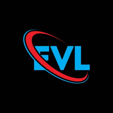 EVL logosu. Şeytani mektup. EVL harf logosu tasarımı. Çember ve büyük harfli monogram logosuyla birleştirilmiş EVL logosu. Teknoloji, iş ve emlak markası için EVL tipografisi.