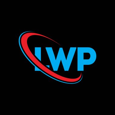 LWP logosu. LWP mektubu. LWP harf logosu tasarımı. Çember ve büyük harfli monogram logosuna bağlı ilk LWP logosu. Teknoloji, iş ve emlak markası için LWP tipografisi.