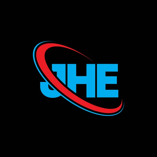 Jhe Jhe Jhe 디자인 Jhe 로고는 대문자 로고와 연결되어 Jhe — 스톡 벡터