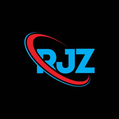 RJZ logosu. RJZ harfi. RJZ harfli logo tasarımı. Çember ve büyük harfli monogram logosuna bağlı baş harfler RJZ logosu. Teknoloji, iş ve emlak markası için RJZ tipografisi.