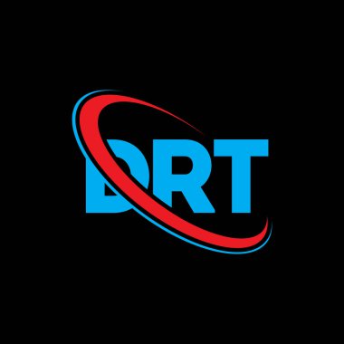 DRT logosu. DRT mektubu. DRT harf logosu tasarımı. Çember ve büyük harfli monogram logosuna bağlı DRT logosu. Teknoloji, iş ve emlak markası için DRT tipografisi.